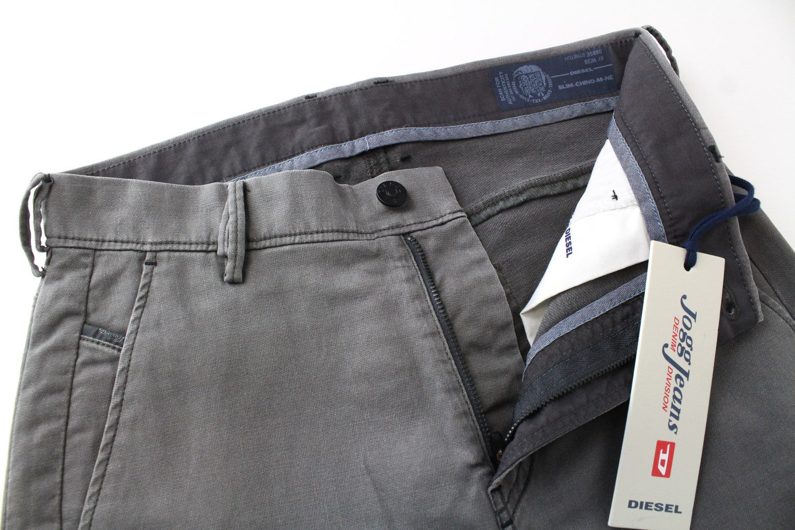 DIESEL Slim-Chino-M-NE 0685E Men's Pants W28 Grey Jogg Slim Sweat Tapered