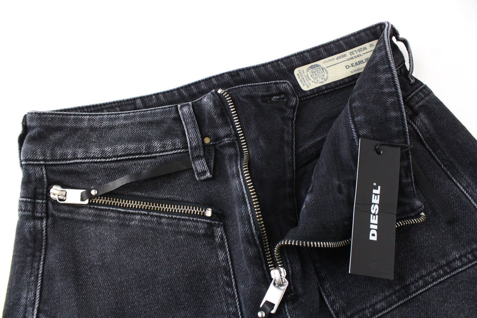 DIESEL D-Earlie 080AP Women's Denim Pants W26/L32 Charcoal Slim High Waist