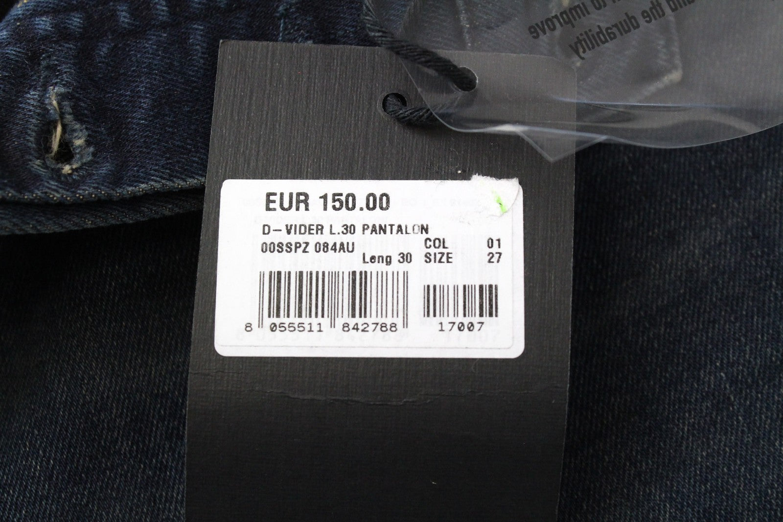 DIESEL D-Vider 084AU Men's Denim Pants W27/L30 Dark Blue Elastic Carrot Button