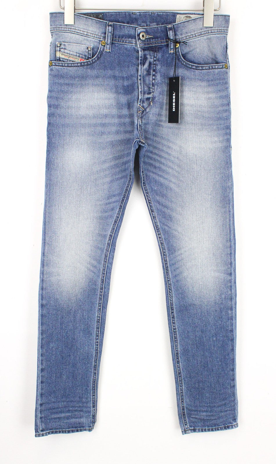 DIESEL Tepphar 0842H Men's Denim Pants W27/L32 Blue Elastic Slim Carrot Button