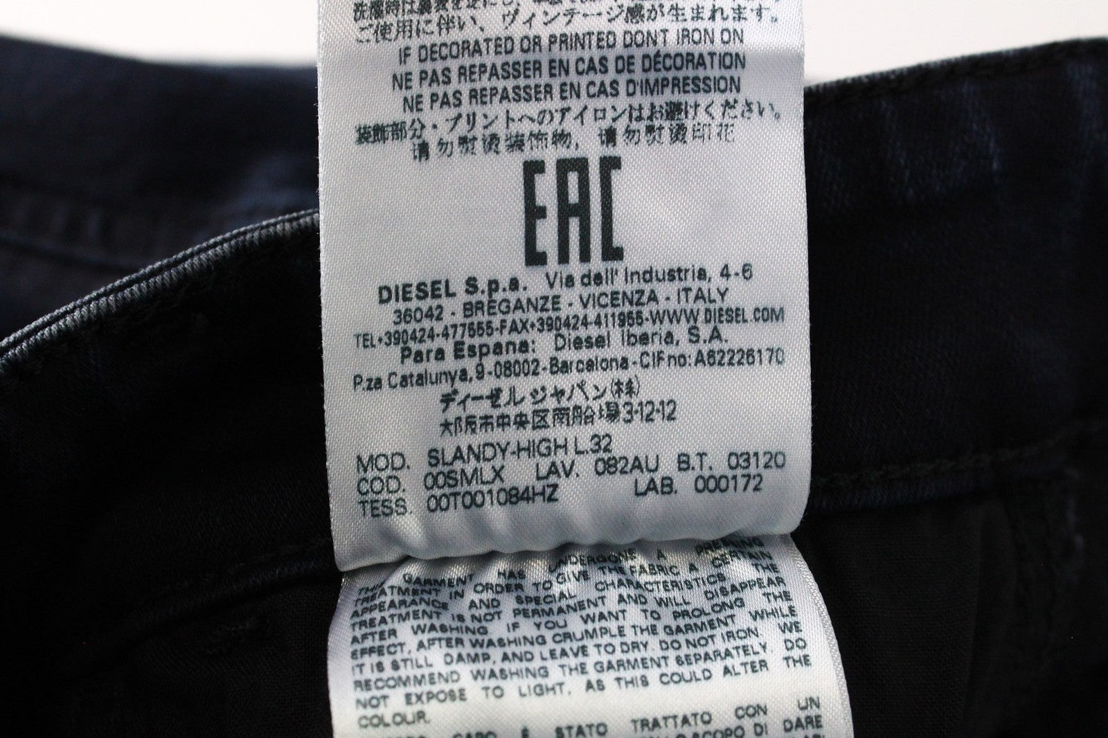 DIESEL Slandy-High 082AU Women's Denim Pants W24/L32 Dark Blue Ultra Slim