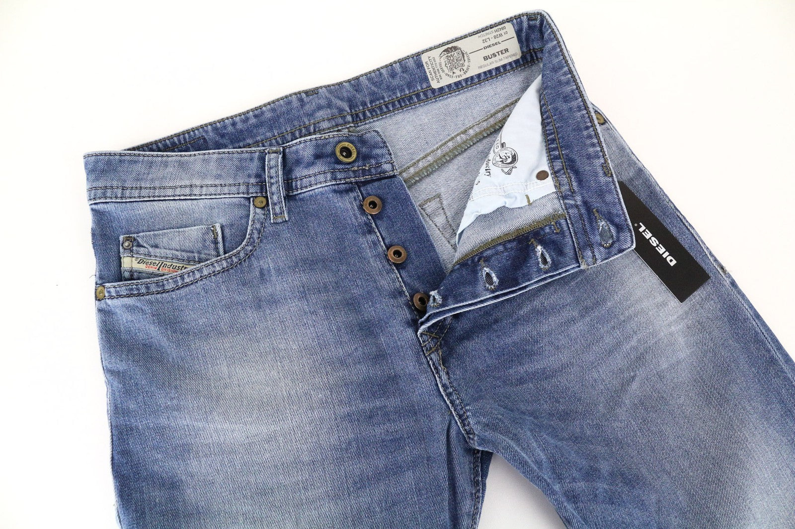 DIESEL Buster 0842H Men's Tapered Stretch Jeans Blue W28 L32 Slim Fit