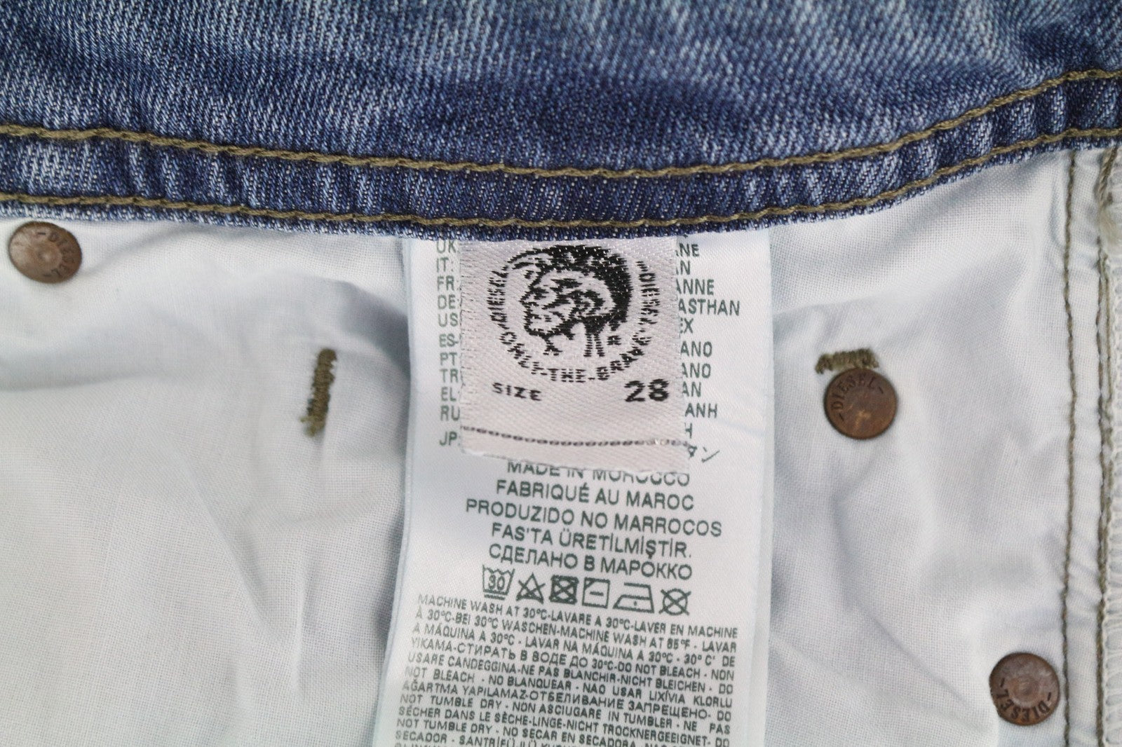 DIESEL Buster 0842H Men's Tapered Stretch Jeans Blue W28 L32 Slim Fit