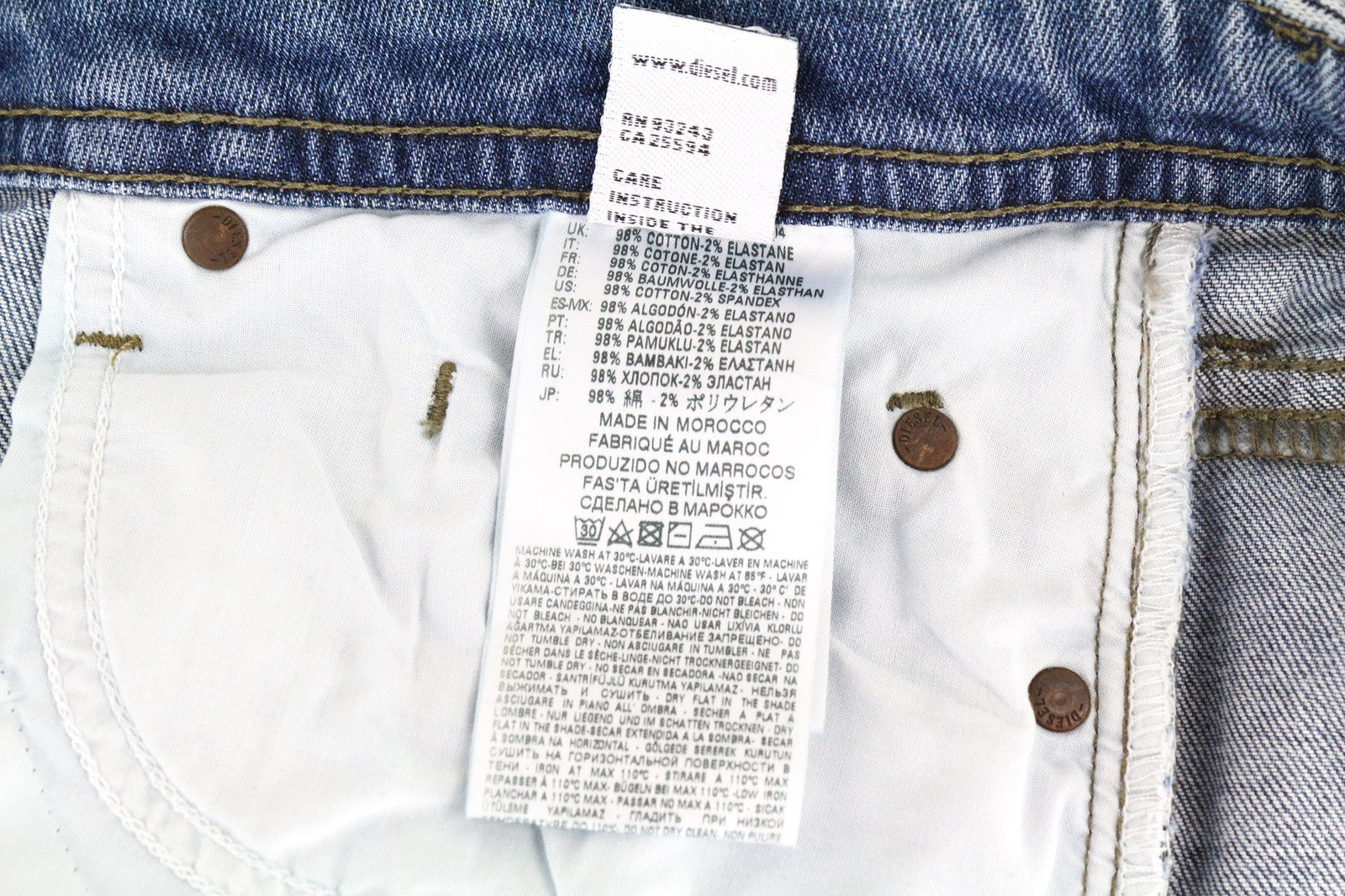 DIESEL Buster 0842H Men's Tapered Stretch Jeans Blue W28 L32 Slim Fit