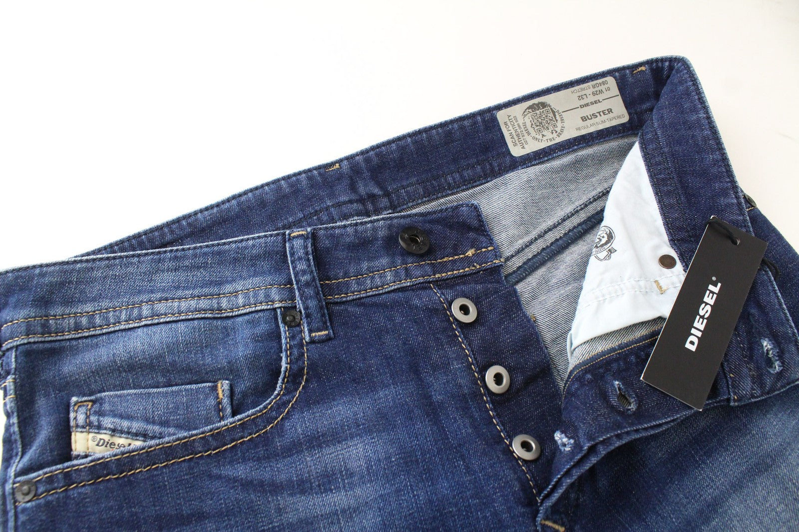 DIESEL Buster 084GR Men's Slim Tapered Stretch Blue Cotton Jeans W29 L32