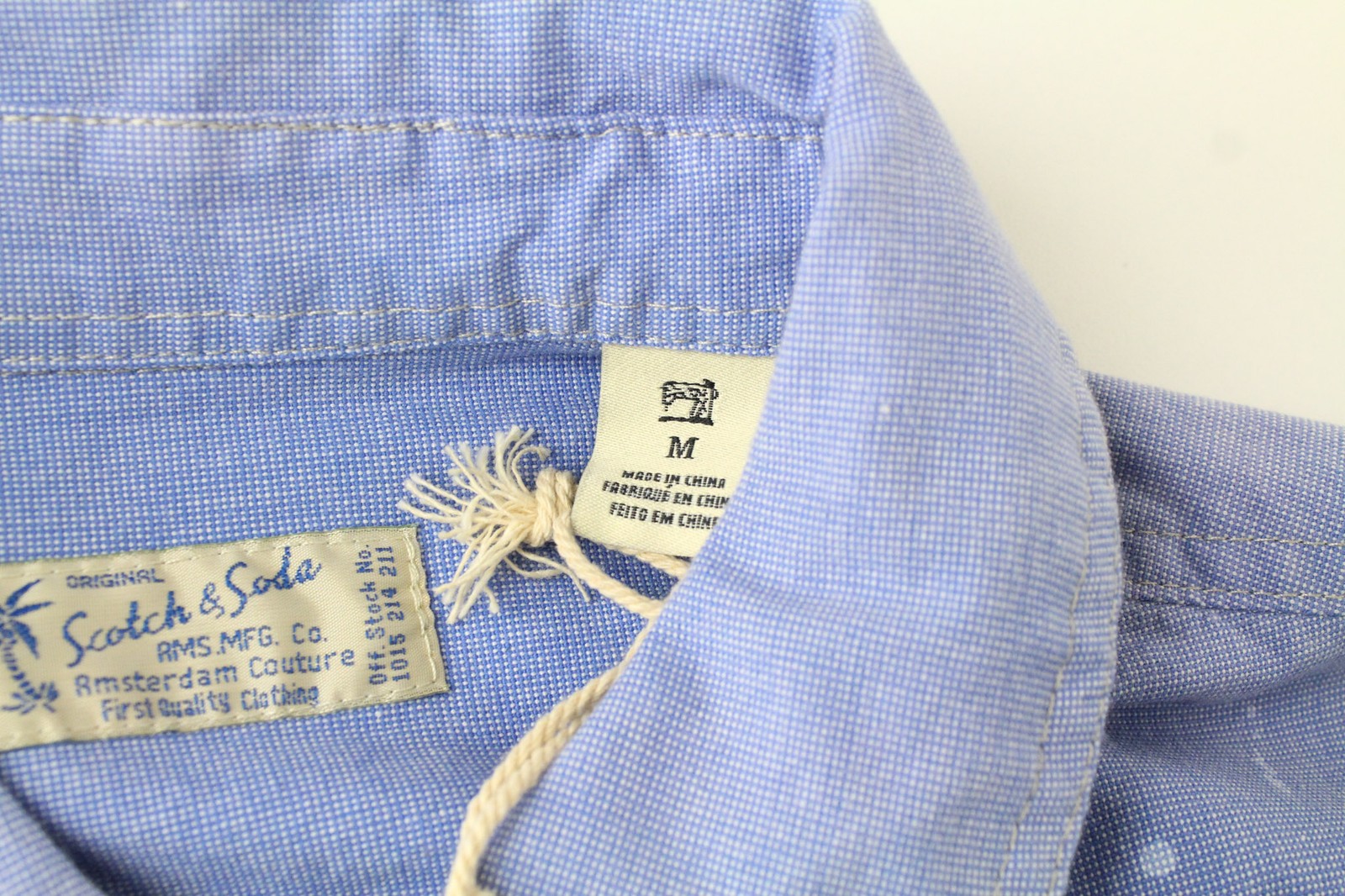 SCOTCH & SODA Ams Couture Men's Blue Shirt M Washed Cotton Spot Pattern