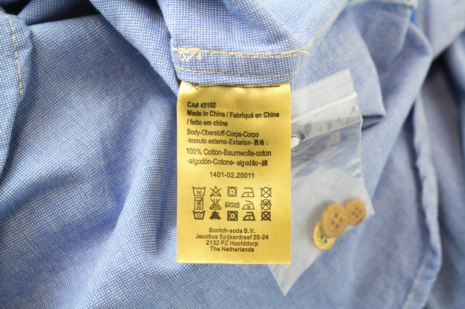 SCOTCH & SODA Ams Couture Men's Blue Shirt M Washed Cotton Spot Pattern