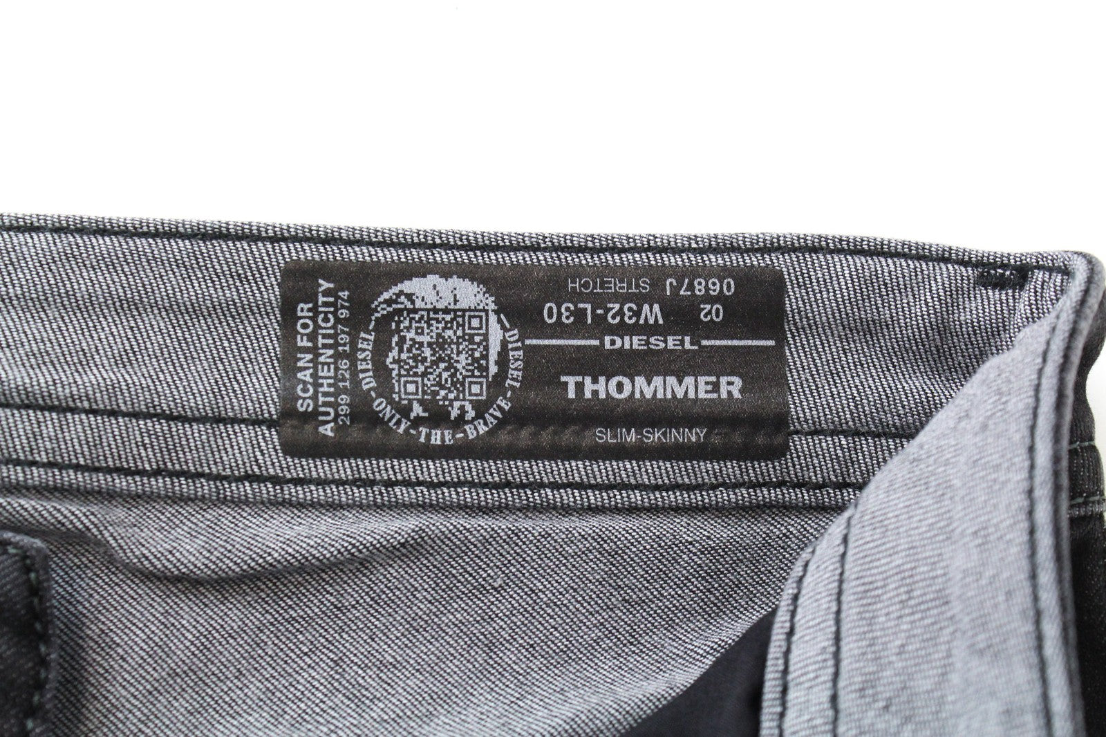 DIESEL Thommer 0687J Men's Slim Skinny Jeans W32 L30 Stretch Dark Grey