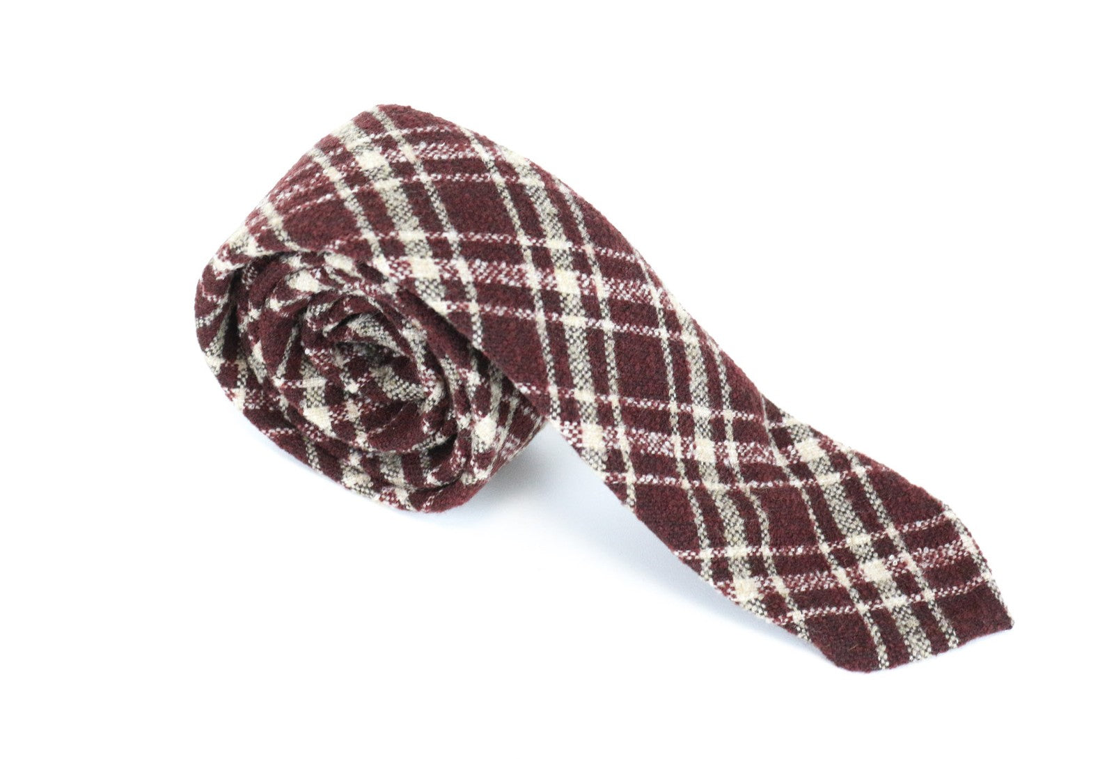 SUITSUPPLY Men's Purple Checked Wool Blend Tie ~150 x 8 cm Pointed-End