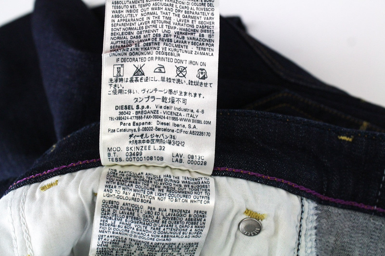 DIESEL Skinzee 0813C Women's Super Skinny Blue Cotton Jeans W25 L32