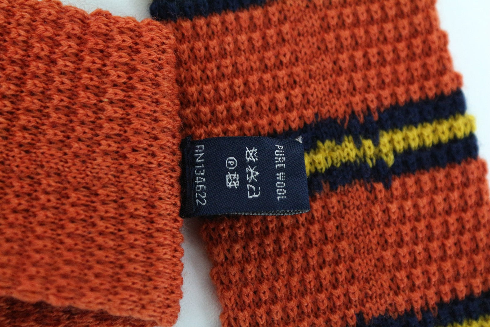 SUITSUPPLY Men's Orange Wool Tie ~70 x 6 cm Striped Squared-End Knit