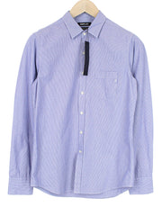 REPLAY Men's Striped Blue Twill Shirt S Pure Cotton Button-Up Long Sleeve