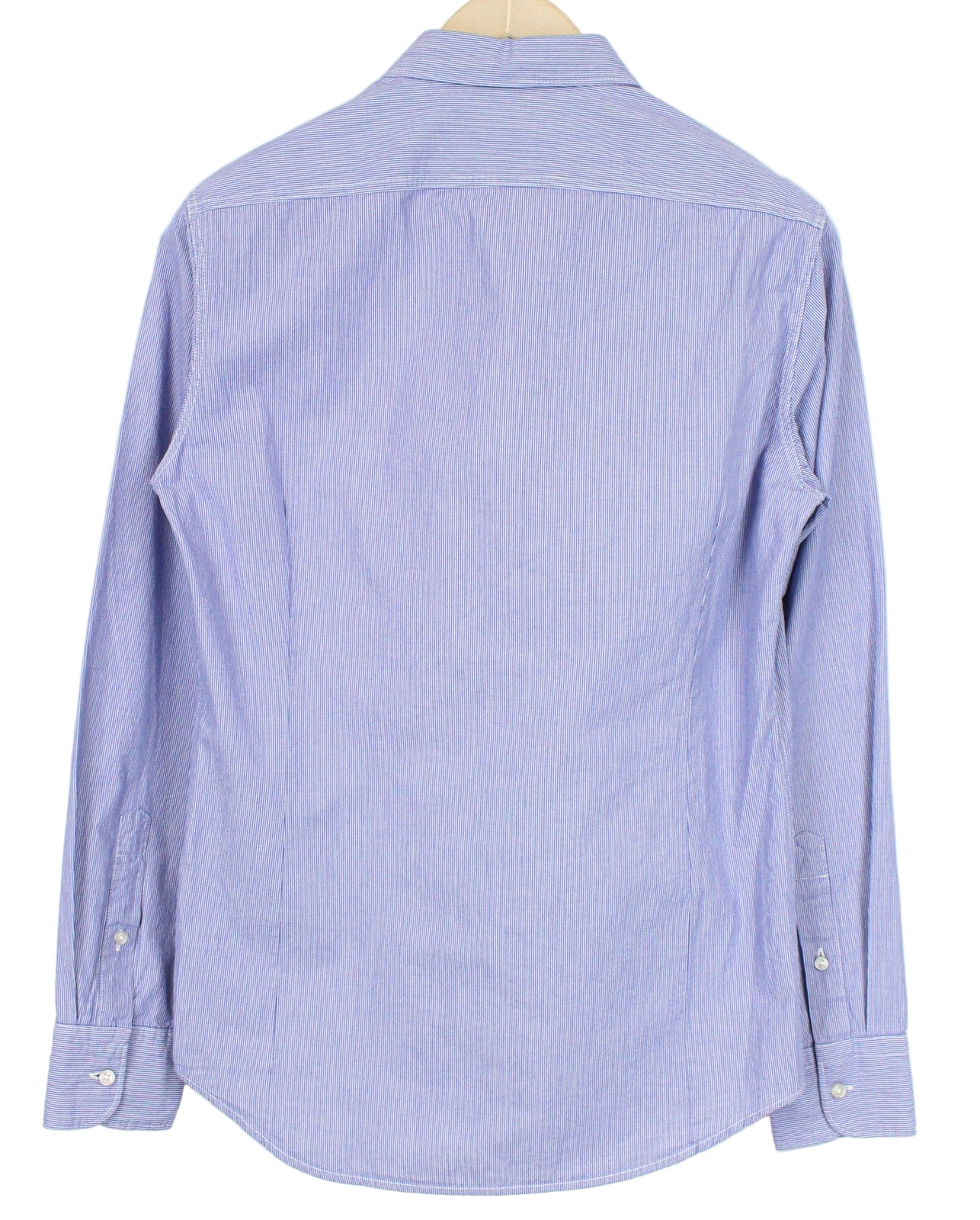 REPLAY Men's Striped Blue Twill Shirt S Pure Cotton Button-Up Long Sleeve