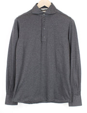 SUITSUPPLY Men's T-Shirt 37/38 Grey Polo Slim Pure Cotton  Long Sleeved