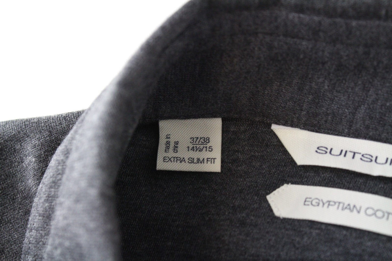 SUITSUPPLY Men's T-Shirt 37/38 Grey Polo Slim Pure Cotton  Long Sleeved