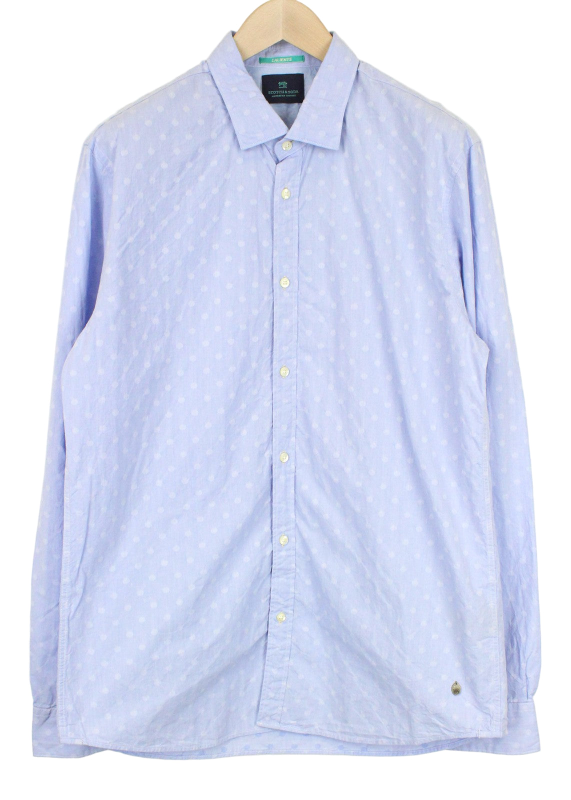 SCOTCH & SODA Ams Couture Men's Blue Shirt 2XL Cotton Dot Print Slim