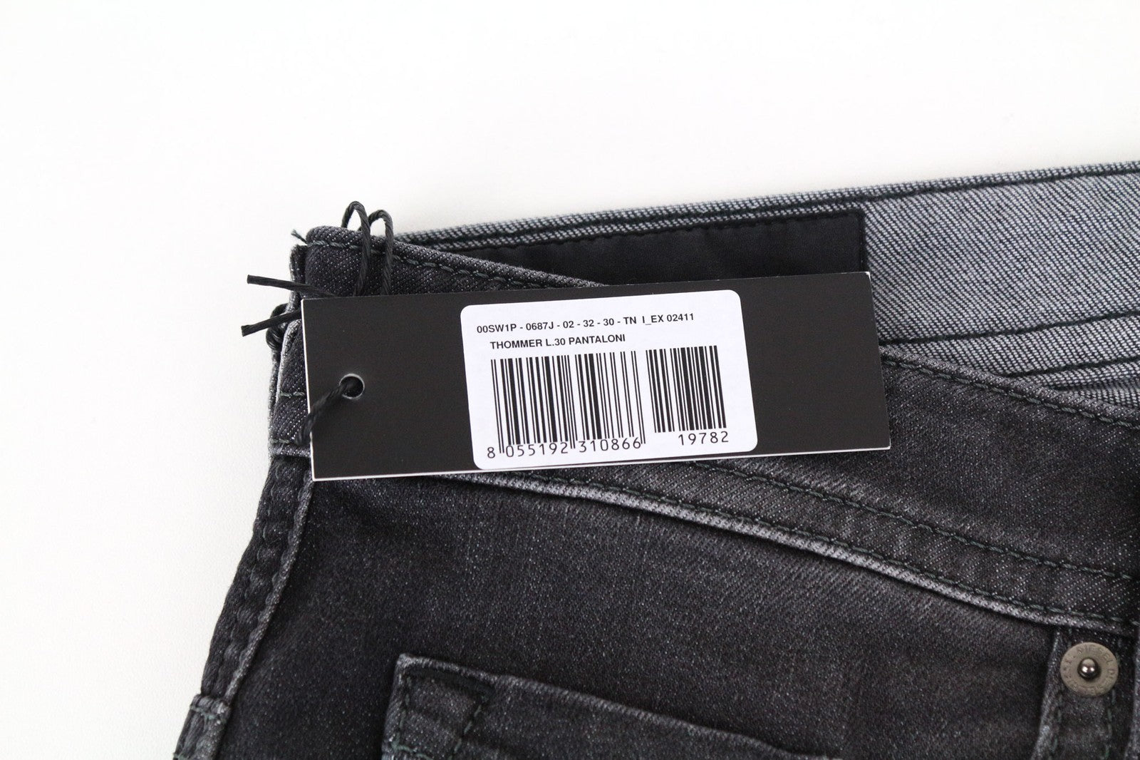 DIESEL Thommer 0687J Men's Slim Zip Grey Stretch Jeans W32 L30 Skinny Fit