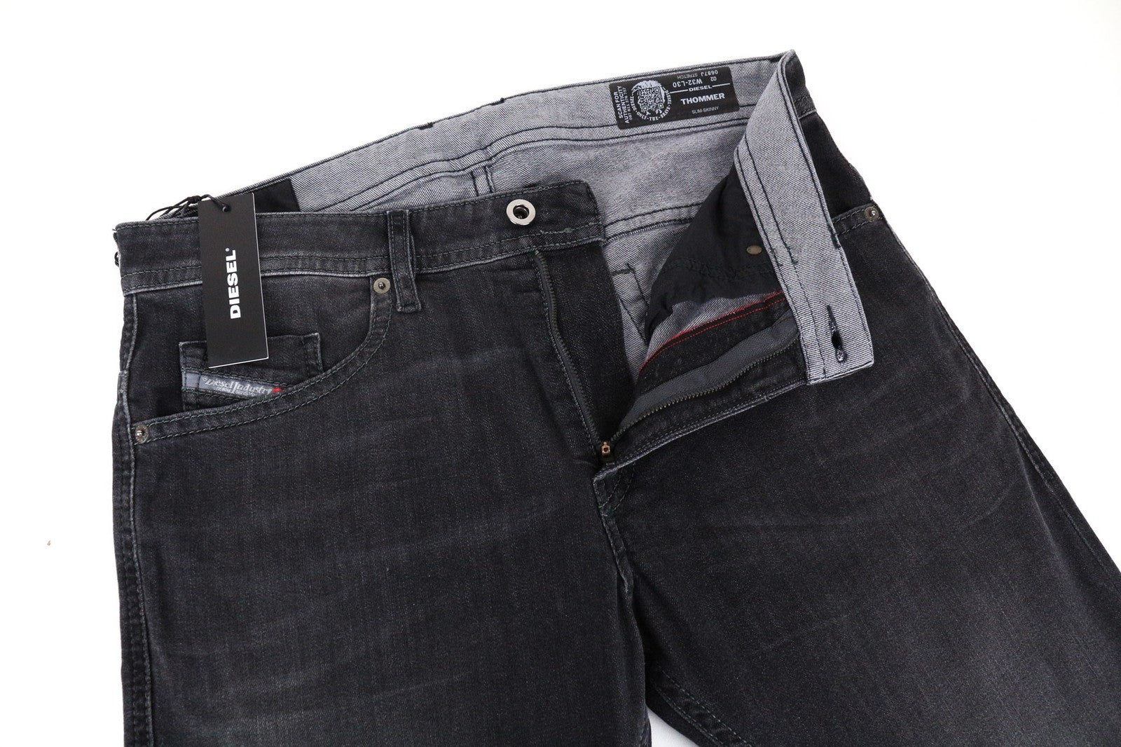 DIESEL Thommer 0687J Men's Slim Zip Grey Stretch Jeans W32 L30 Skinny Fit