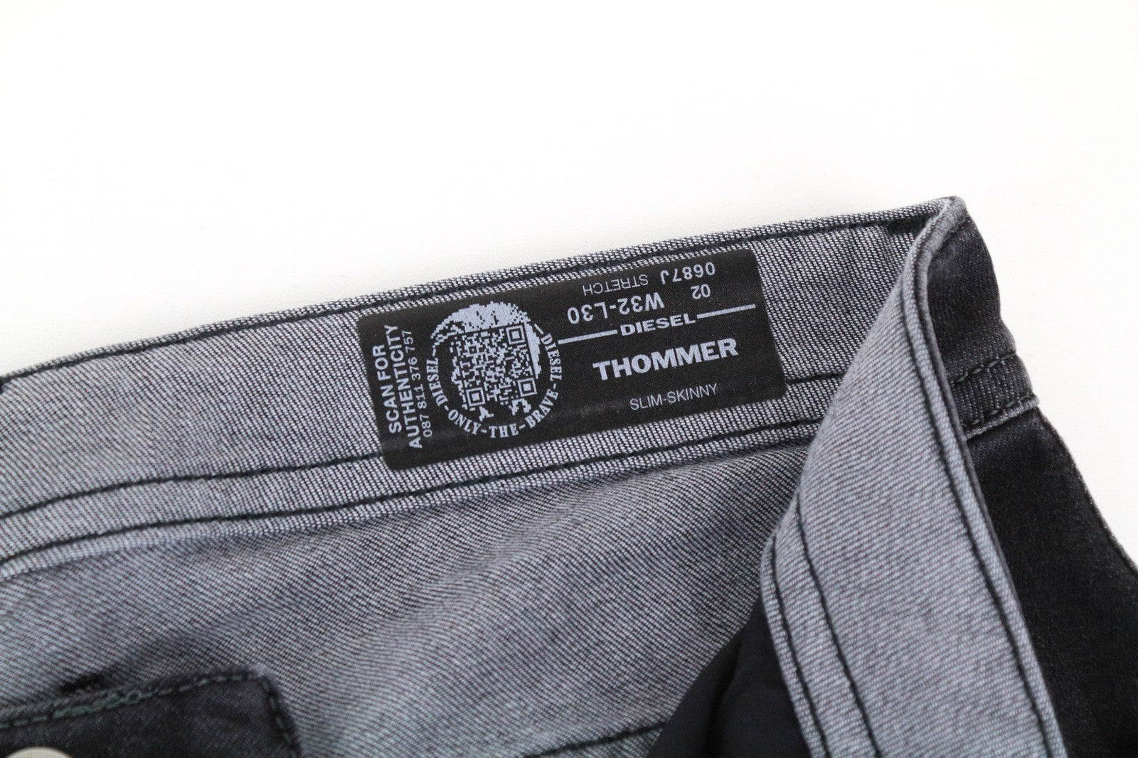 DIESEL Thommer 0687J Men's Slim Zip Grey Stretch Jeans W32 L30 Skinny Fit