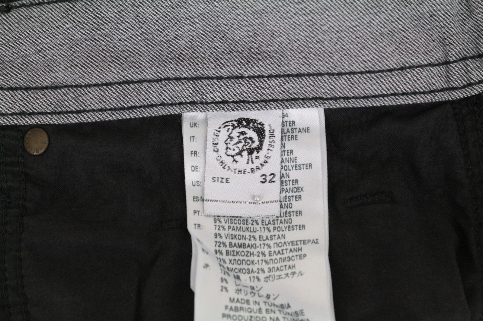 DIESEL Thommer 0687J Men's Slim Zip Grey Stretch Jeans W32 L30 Skinny Fit