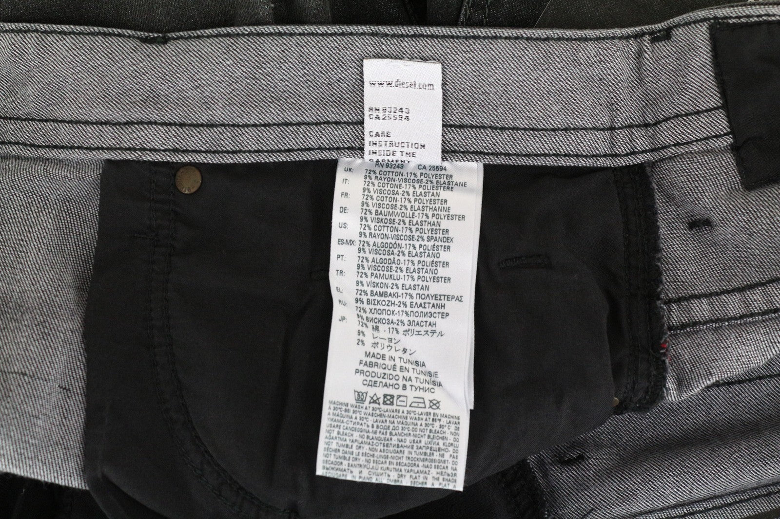 DIESEL Thommer 0687J Men's Slim Zip Grey Stretch Jeans W32 L30 Skinny Fit