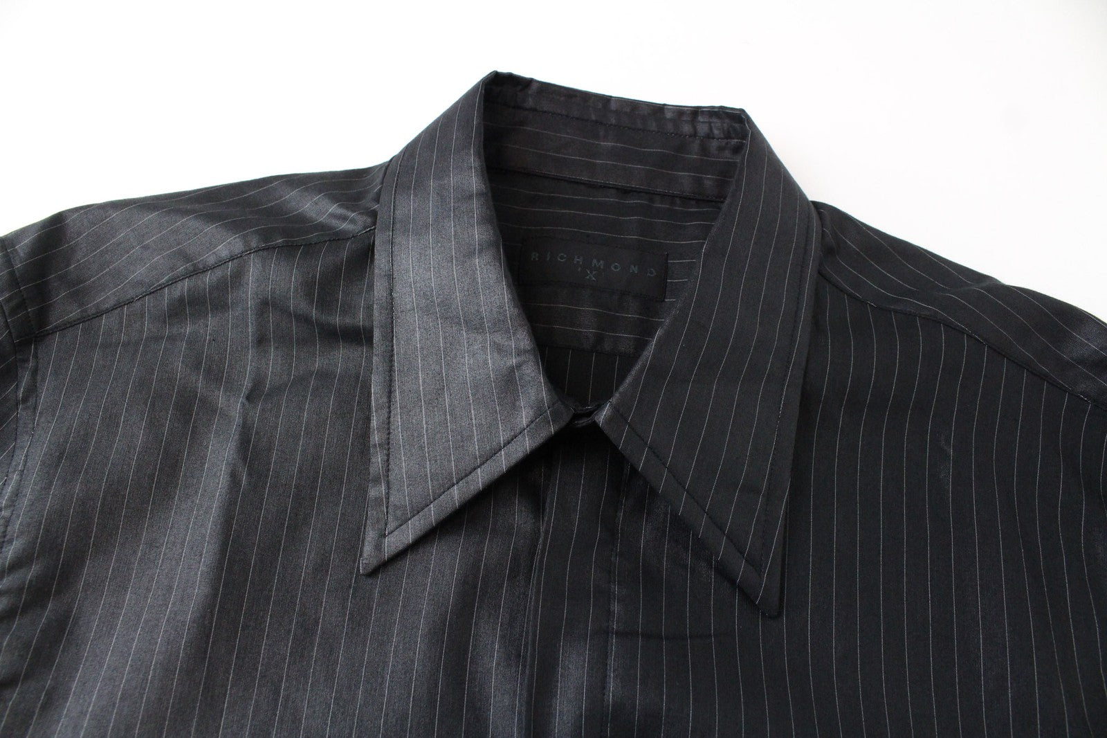 RICHMOND Men's Button-Up Shirt 46 Dark Grey Long Sleeve Cotton Blend