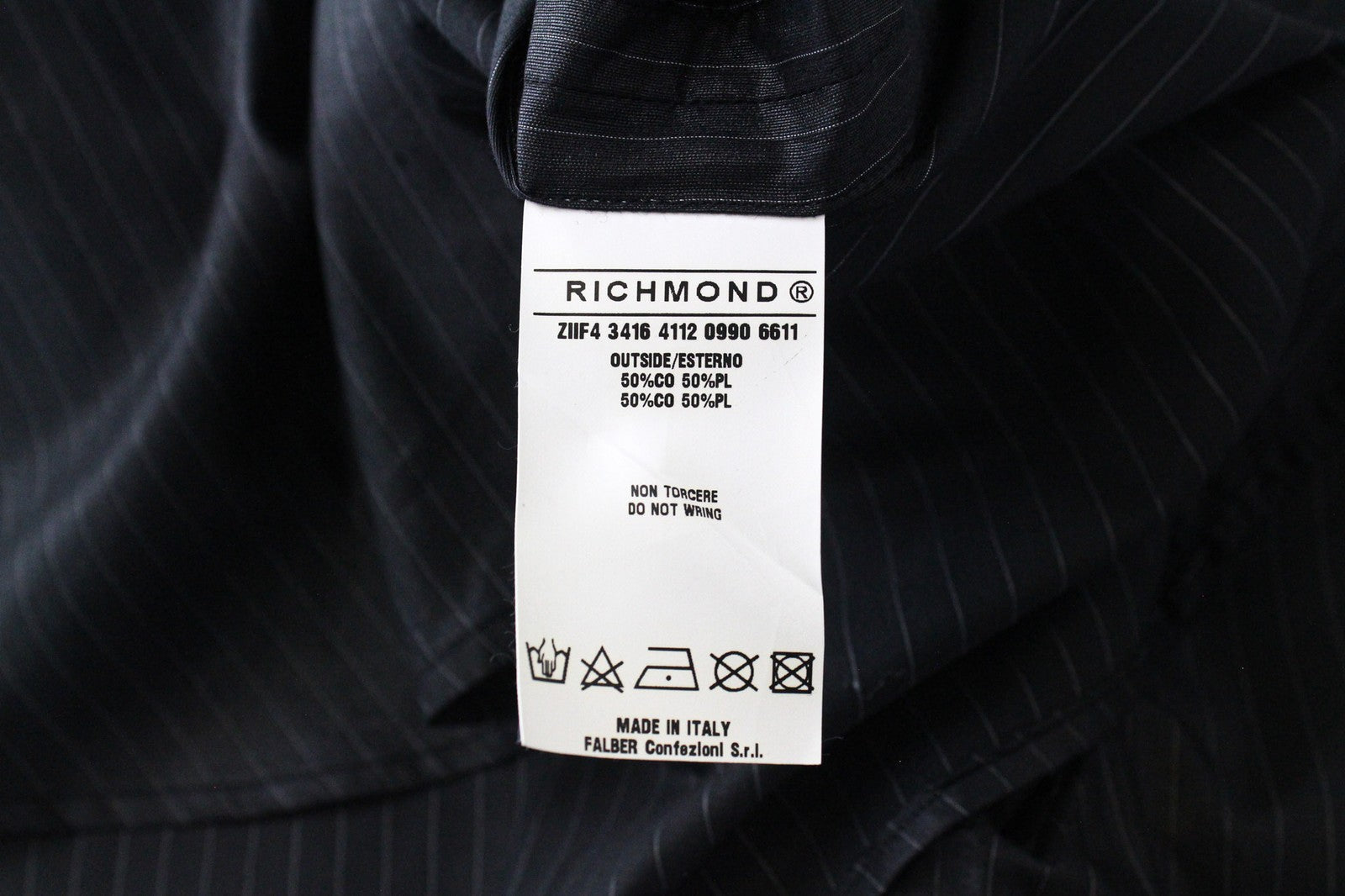 RICHMOND Men's Button-Up Shirt 46 Dark Grey Long Sleeve Cotton Blend