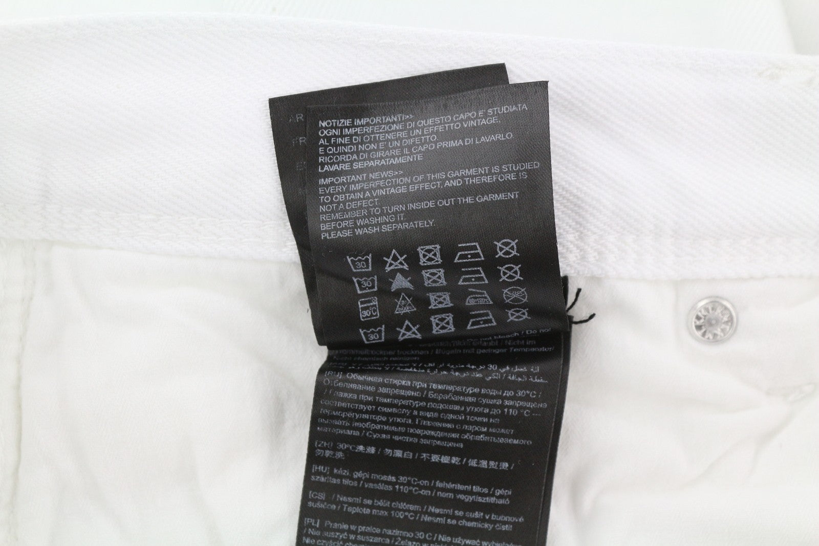 ANTONY MORATO Argon Men Jeans W30 White Slim Ankle Length Button-Fly Logo Denim