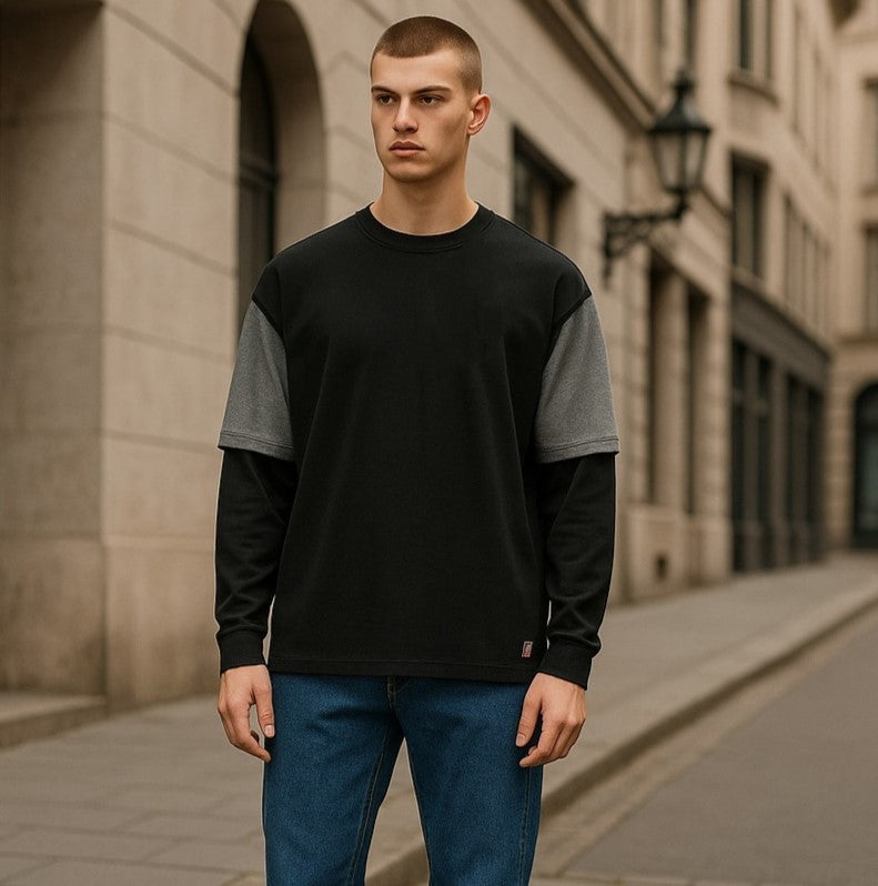 DIESEL T-Shula Men T-Shirt 2XL Black Long Sleeved Crew Collar Tricot Stretch