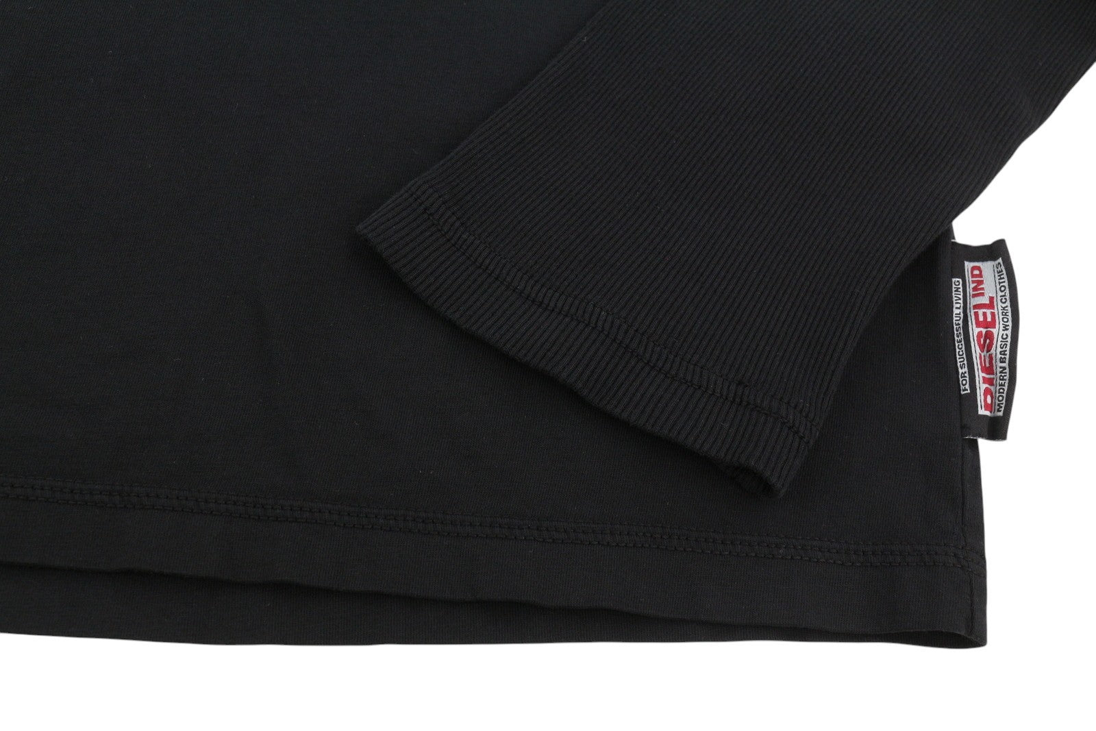 DIESEL T-Shula Men T-Shirt 2XL Black Long Sleeved Crew Collar Tricot Stretch