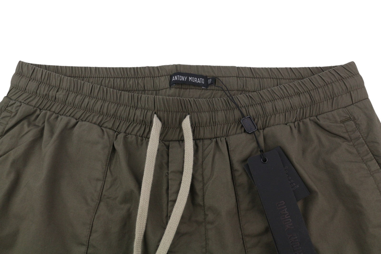 ANTONY MORATO Men Trousers W32 Army Green Elastic Drawstring Waist Tapered Fit