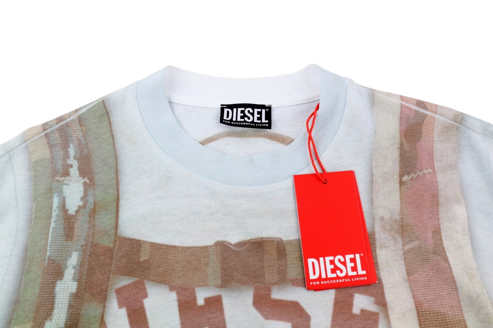 DIESEL T-Wash-E3 Men T-Shirt M White Short Sleeve Crew Collar Tricot Stretch