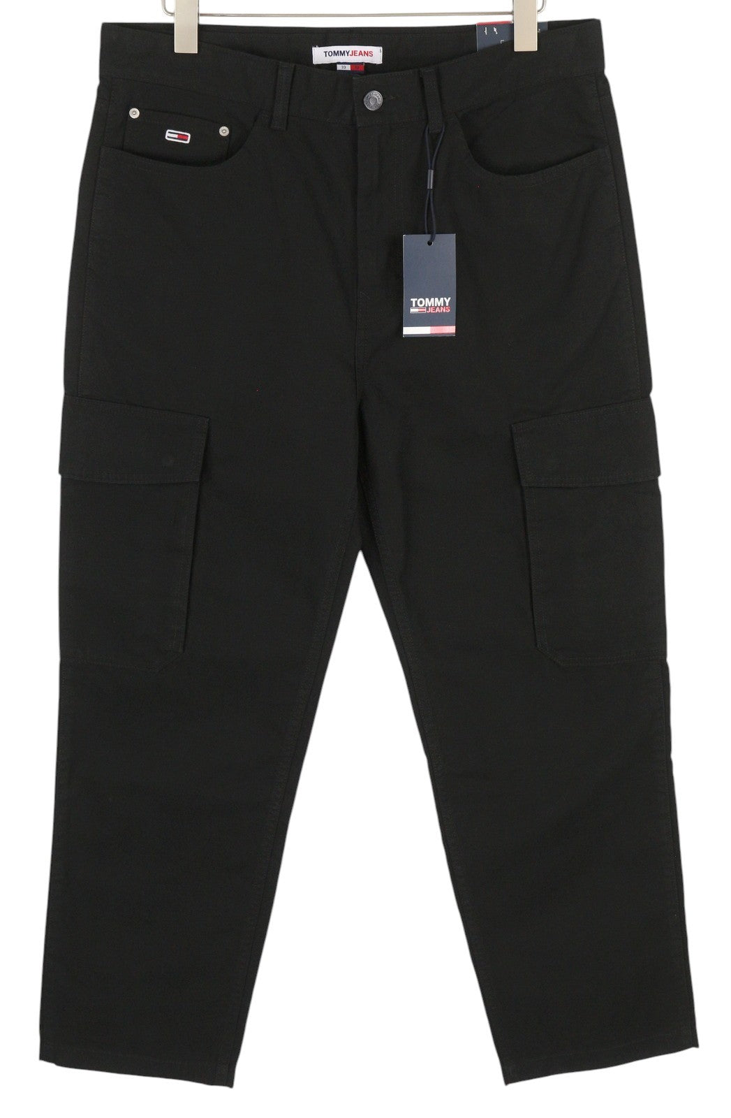 TOMMY HILFIGER Skater Carpenter Men Trousers W33/L32 Black Cargo Zip Fly RRP€139