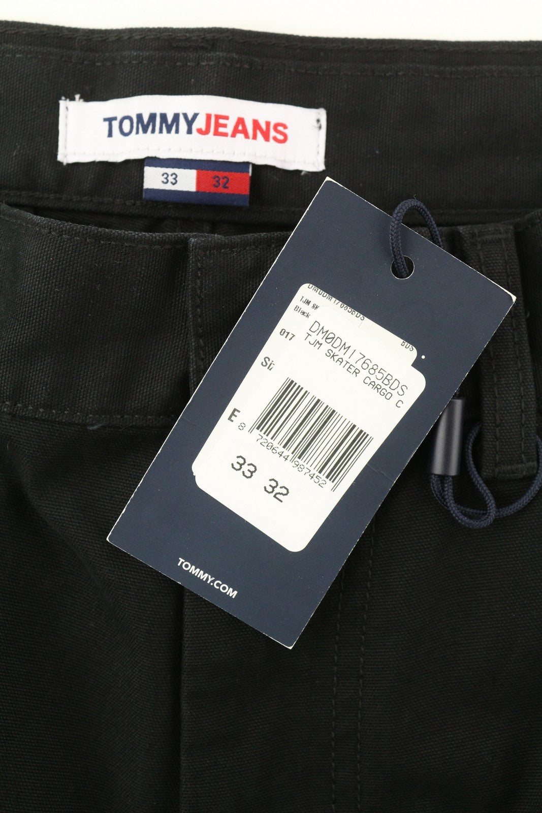 TOMMY HILFIGER Skater Carpenter Men Trousers W33/L32 Black Cargo Zip Fly RRP€139