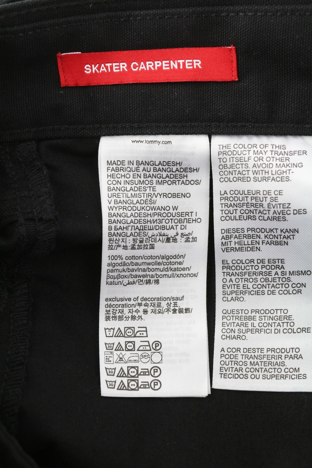 TOMMY HILFIGER Skater Carpenter Men Trousers W33/L32 Black Cargo Zip Fly RRP€139