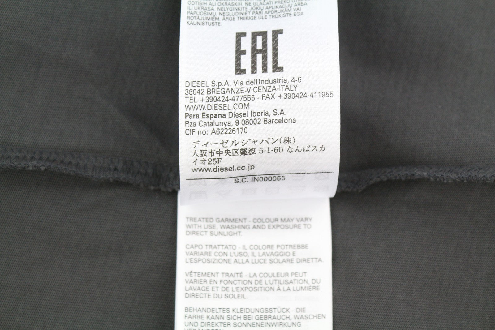 DIESEL T-Juslan-LS Men T-Shirt XL Grey Long Sleeved Crew Neck Tricot Stretch