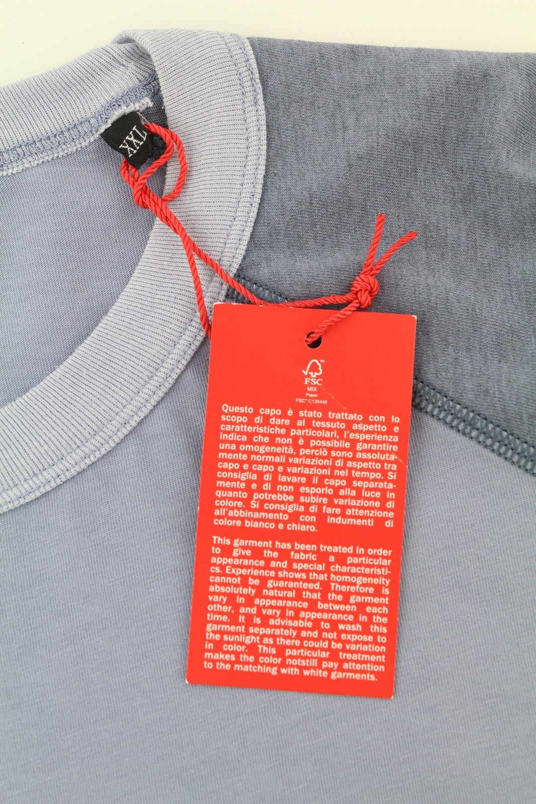 DIESEL T-Juslan-LS Men T-Shirt 2XL Blue Long Sleeve Crew Neck Tricot Stretch