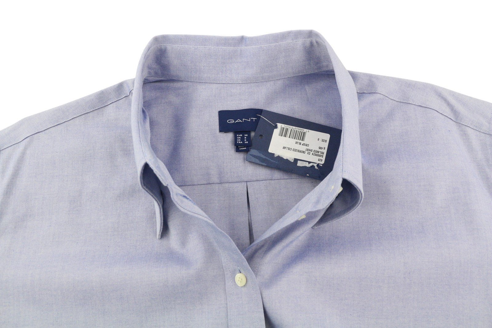 GANT Oversized Collar Relaxed Women Shirt EU36 Blue Button-Up Long Sleeve Casual
