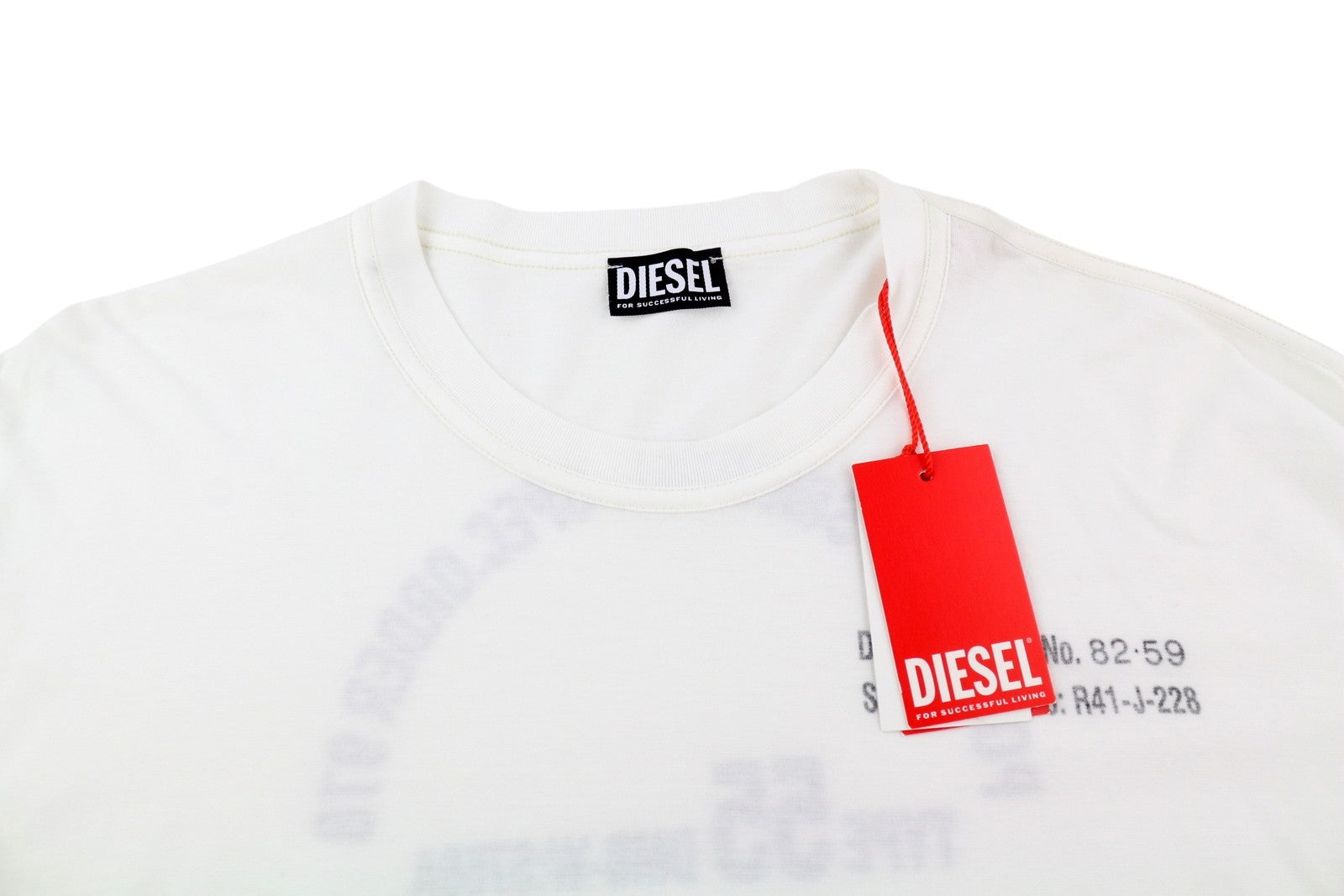 DIESEL T-Jubind-LS-Slits Men T-Shirt 3XL White Long Sleeve Crew Neck Tricot