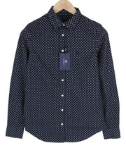 GANT Stretch Broadcloth Dot Women Shirt EU34 Dark Blue Polka Dot Print Casual
