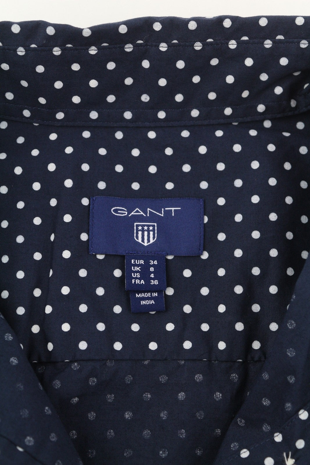 GANT Stretch Broadcloth Dot Women Shirt EU34 Dark Blue Polka Dot Print Casual