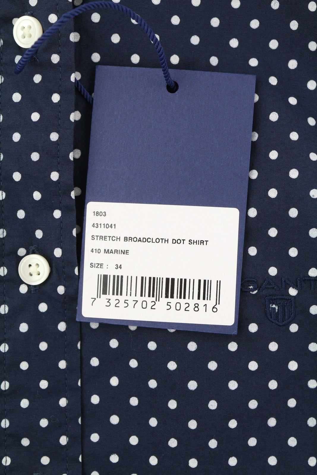 GANT Stretch Broadcloth Dot Women Shirt EU34 Dark Blue Polka Dot Print Casual