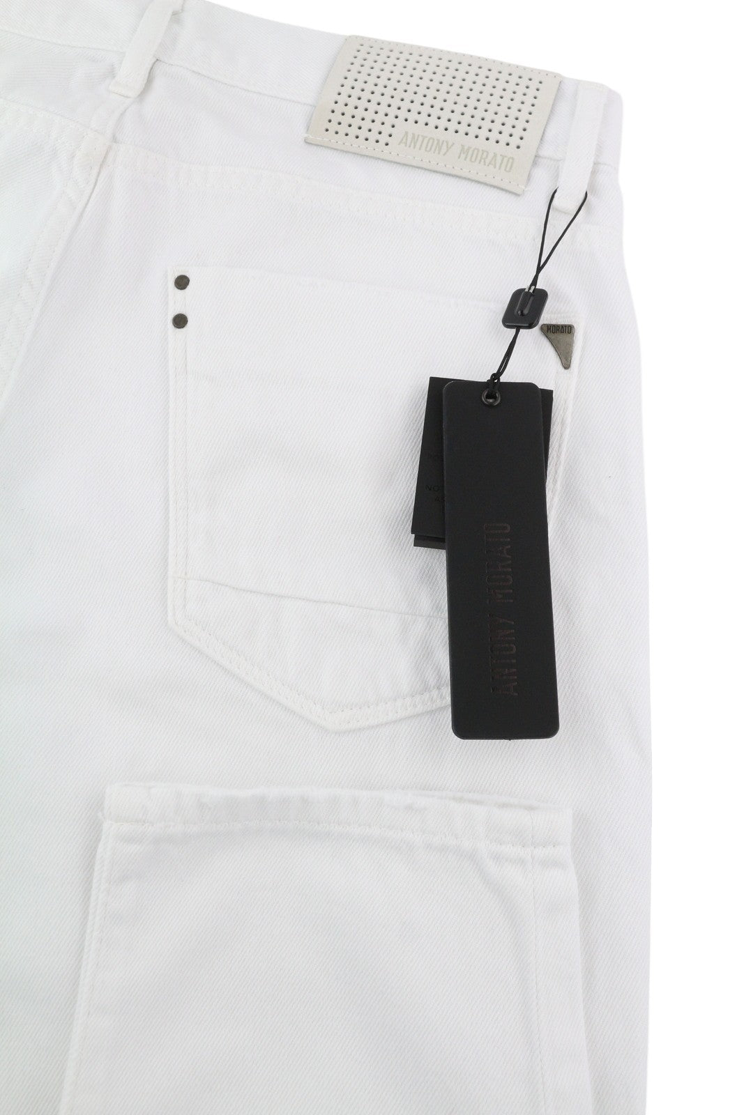 ANTONY MORATO Argon Men Jeans W33 White Slim Ankle Length Button-Fly Logo Denim