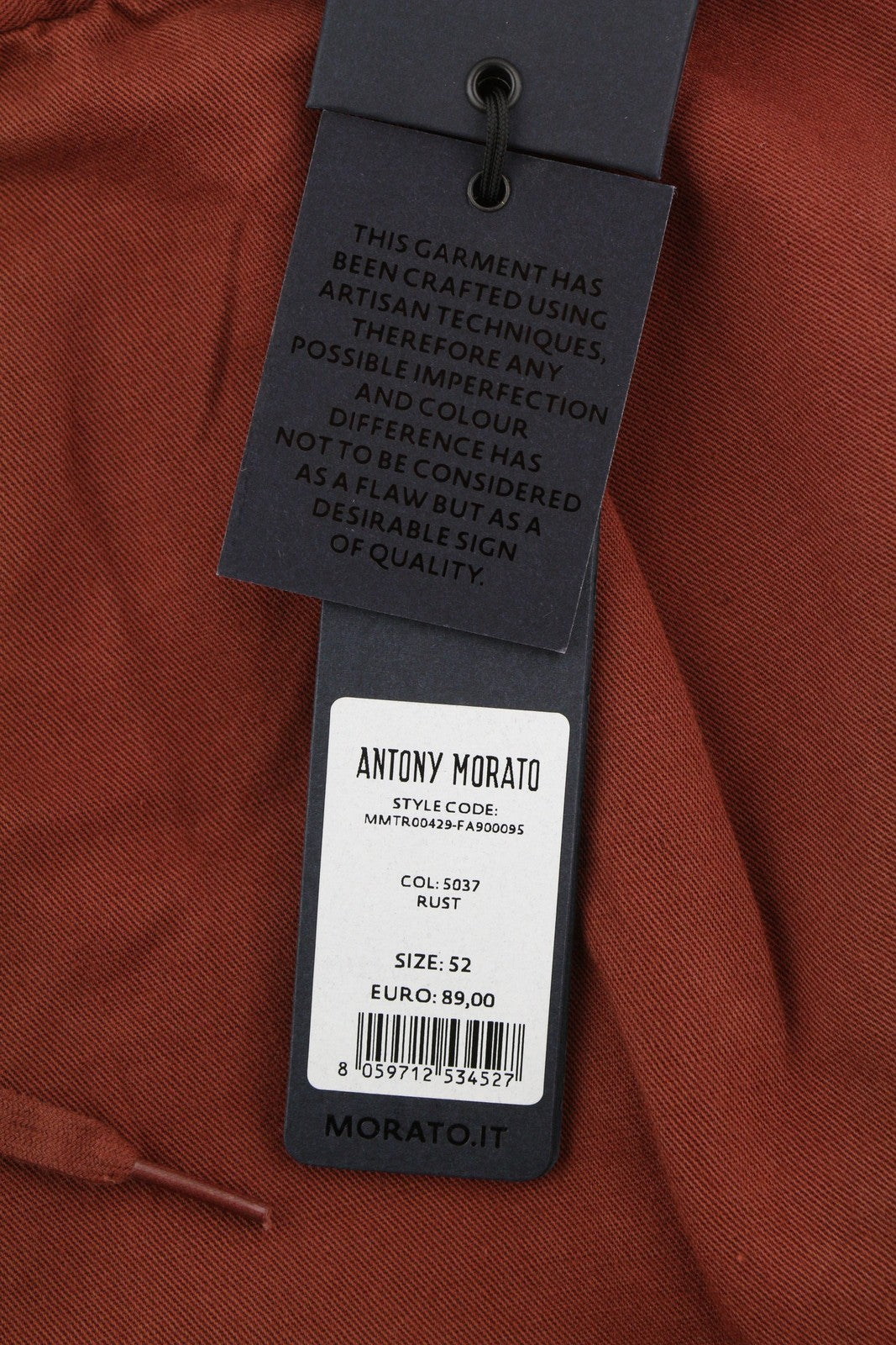 ANTONY MORATO Men Trousers W36 Brown Linen Blend Elastic Waist Ankle Length