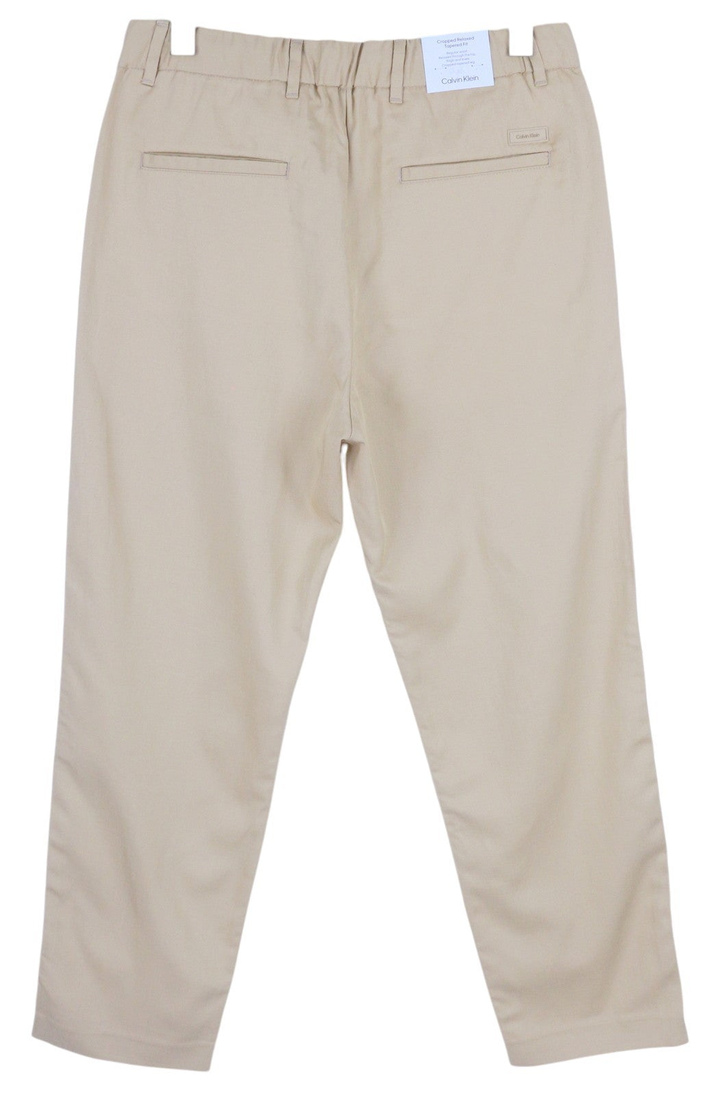 CALVIN KLEIN Piece Dyed Tencel Tapered Men Trousers W34/L32 Brown Linen Blend