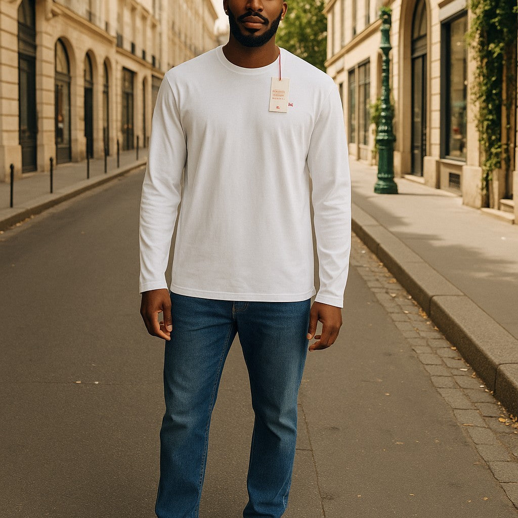 DIESEL T-Diegor-Ls-Microdiv Men T-Shirt 3XL White Long Sleeve Crew Neck Tricot