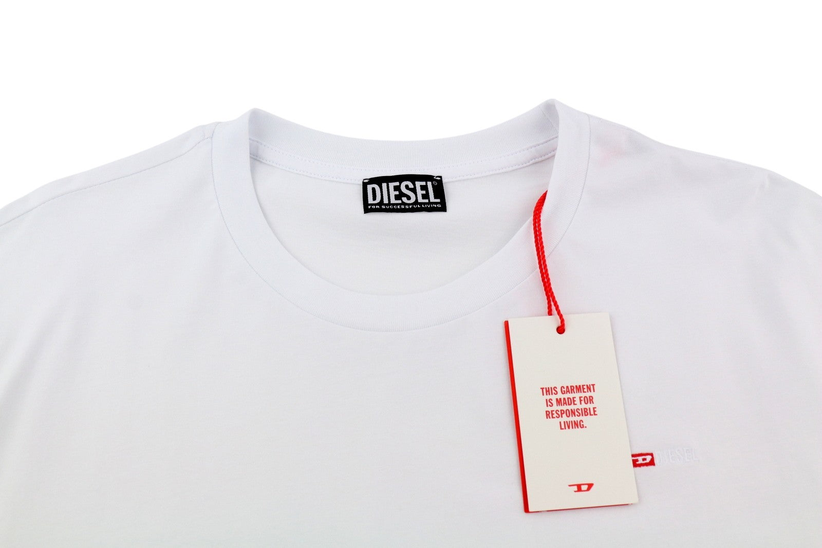 DIESEL T-Diegor-Ls-Microdiv Men T-Shirt 3XL White Long Sleeve Crew Neck Tricot