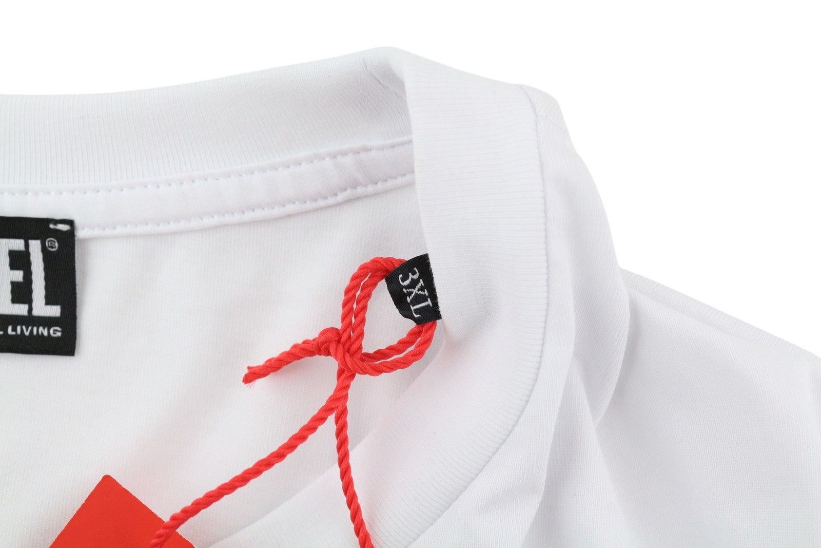 DIESEL T-Diegor-Ls-Microdiv Men T-Shirt 3XL White Long Sleeve Crew Neck Tricot