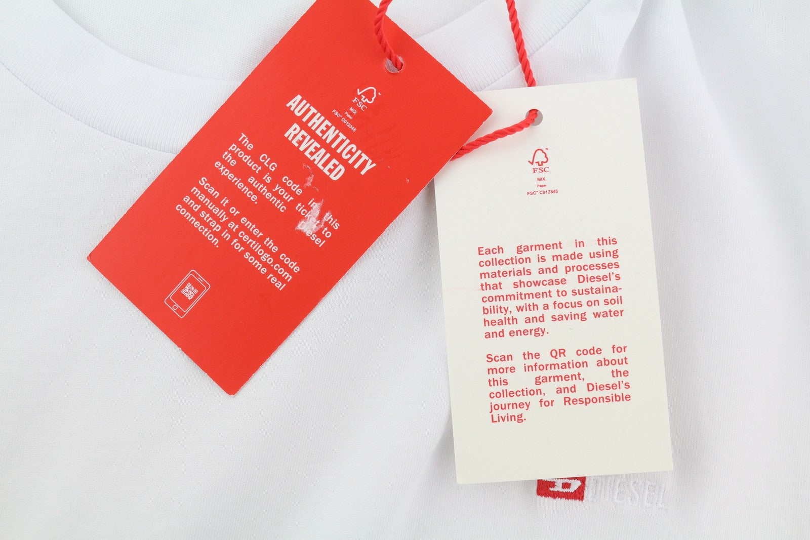 DIESEL T-Diegor-Ls-Microdiv Men T-Shirt 3XL White Long Sleeve Crew Neck Tricot