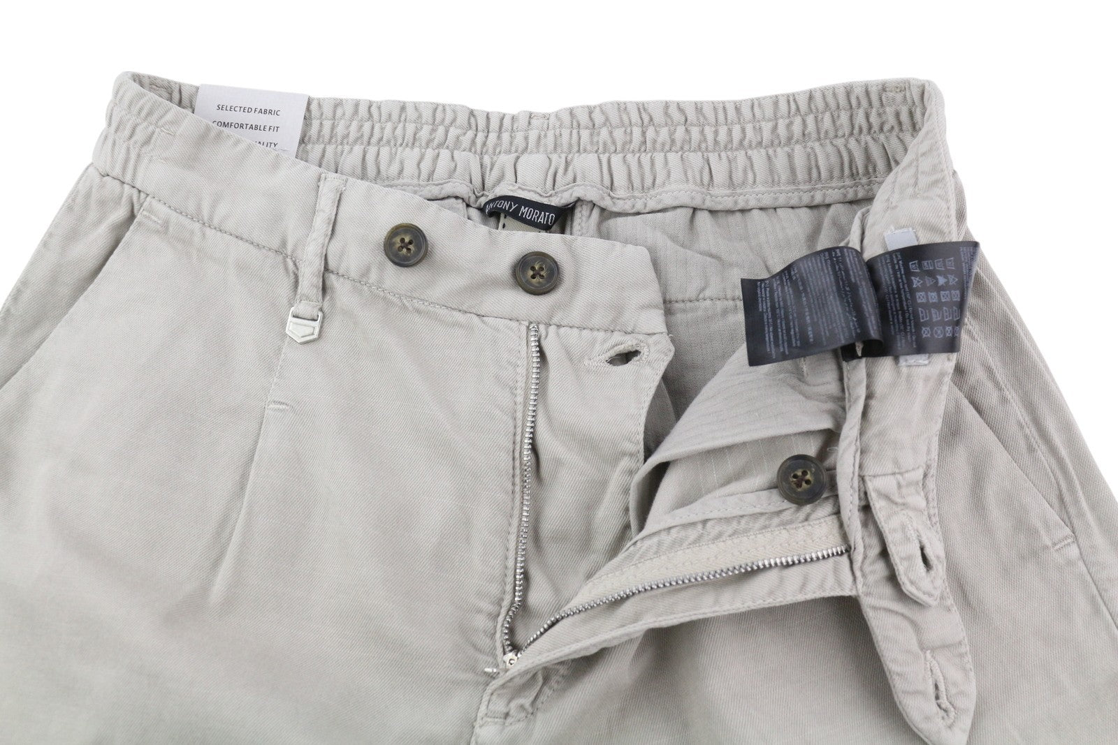 ANTONY MORATO Paul Men Trousers W30 Grey Linen Blend Pleated Tapered Fit Zip